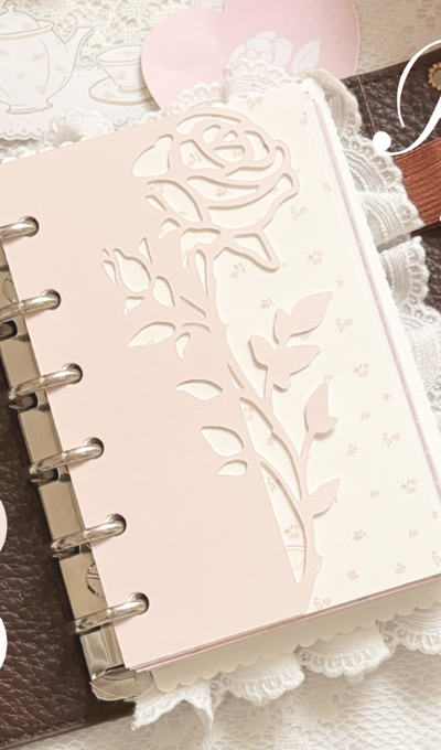 Sweet Lily Rose Shaped Notepad A7 - Ivory