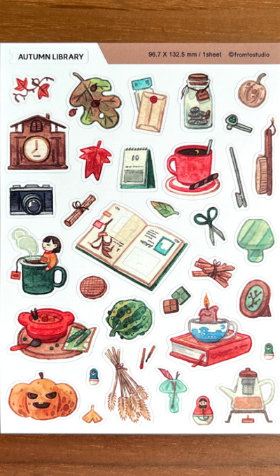 From Two Studio Autumn Library Sticker