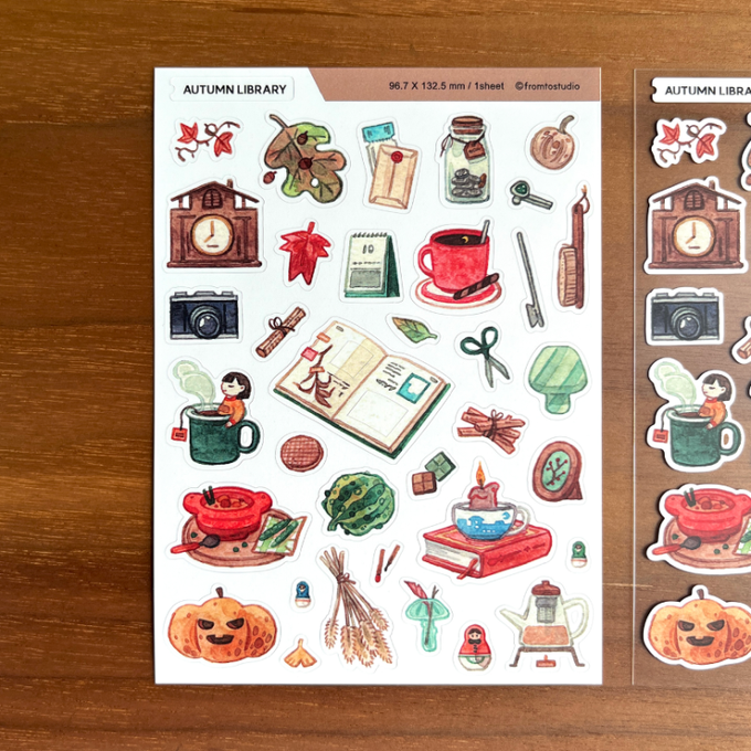 From Two Studio Autumn Library Sticker
