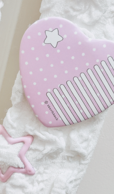 Frost Flower Lovely Hair Comb Heart Pin Button - Pink