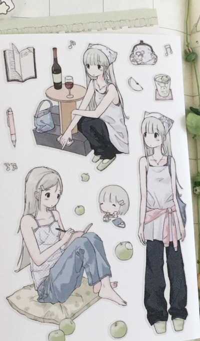Sosohihi Green Apple Girl Seal Sticker