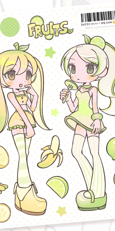 Tetraportmelontea Fruit Girls - Lime Banana Sticker