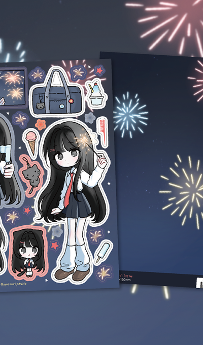 Moseuri Studio Fireworks Sticker