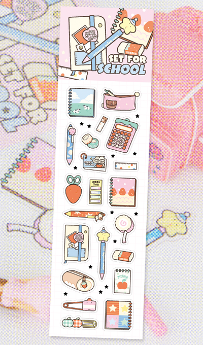 Keki Getting Ready for School Seal Stickers