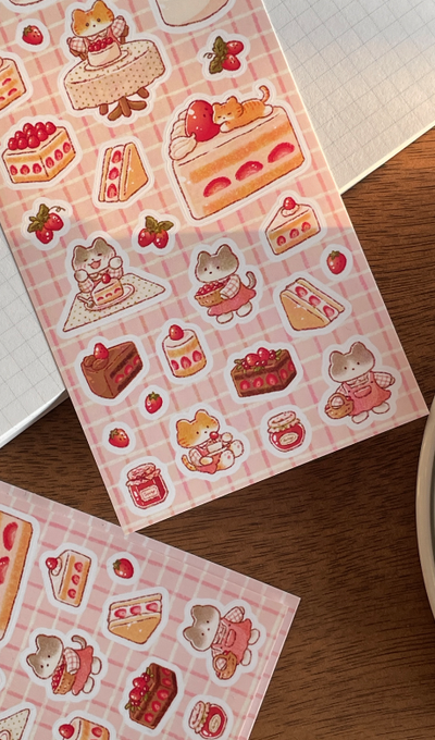 Armrest Strawberry Cat Sticker