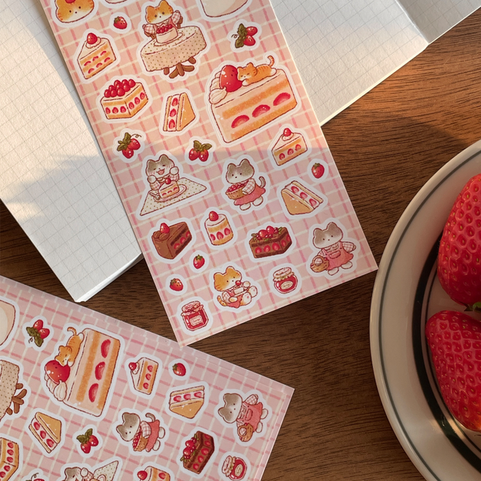 Armrest Strawberry Cat Sticker