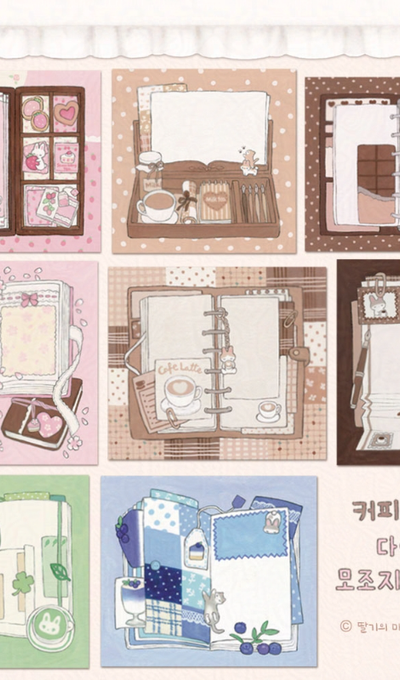 Strawberry's Heart Coffee and Milk Tea Diary Matte Sticker