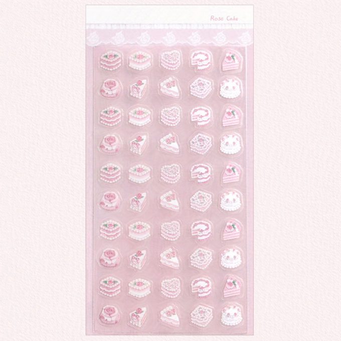 Strawberry's Heart Rose Cake Point Sticker