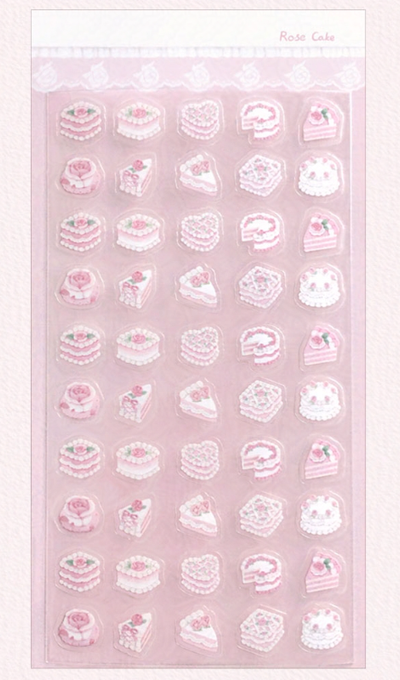 Strawberry's Heart Rose Cake Point Sticker