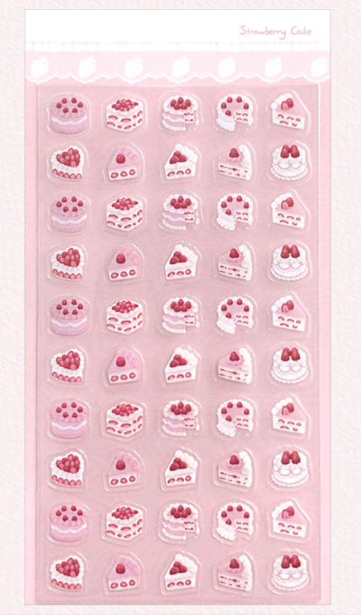Strawberry's Heart Strawberry Cake Point Sticker