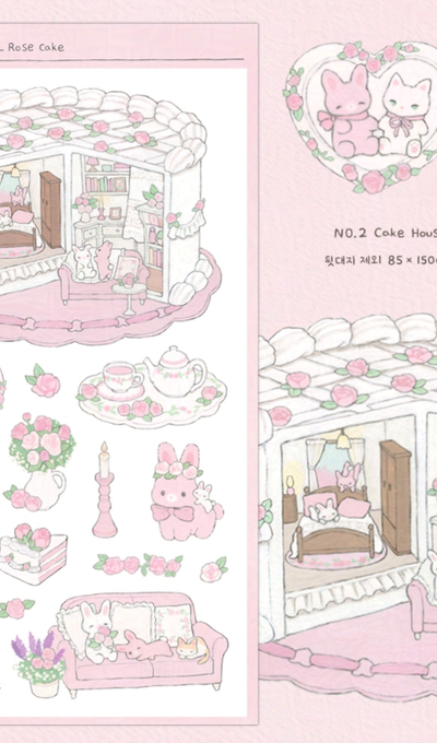 Strawberry's Heart Cake House - Rose Cake Sticker