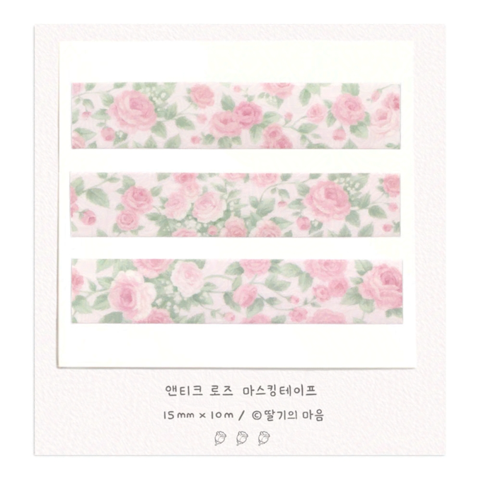 Strawberry's Heart Antique Rose Masking Tape