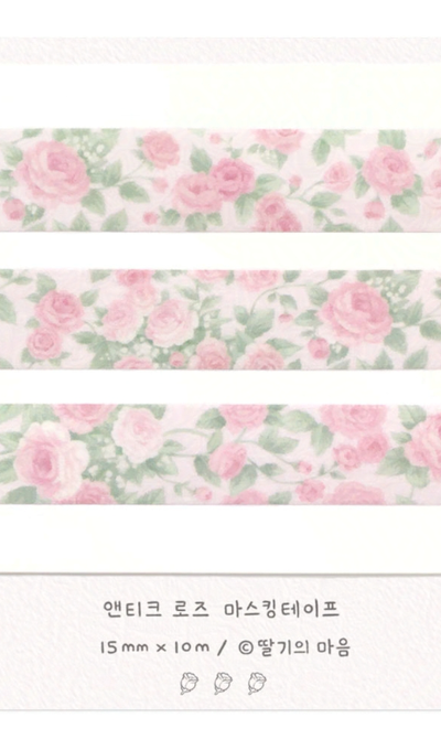 Strawberry's Heart Antique Rose Masking Tape