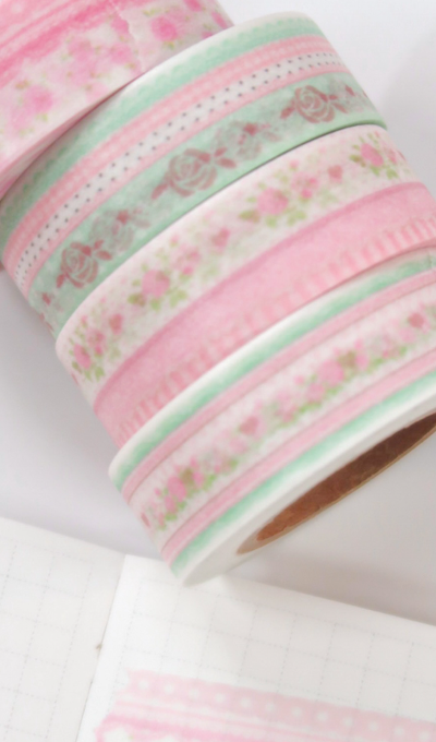Pearlybutton Rose Garden Pattern Masking Tape 4 Types