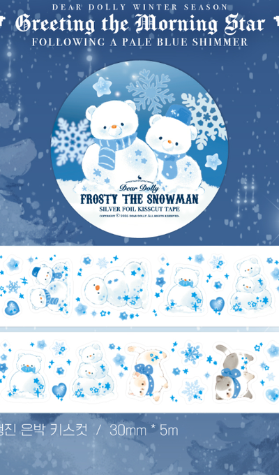 Deardolly Starlight Snowman Parade Silver Foil Hologram Kiss-Cut Tape