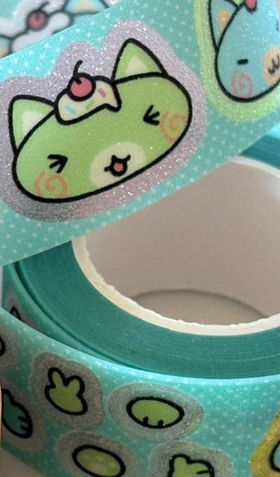 Moseori Studio Soda Nyang Glitter Kiss Cut Masking Tape