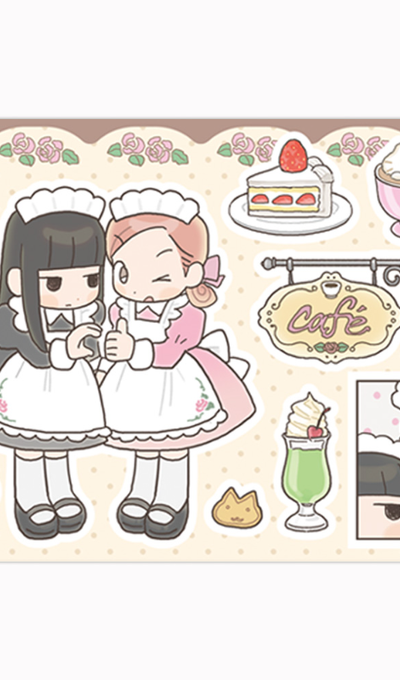 Atchucoco Vintage Cafe Maid Sticker