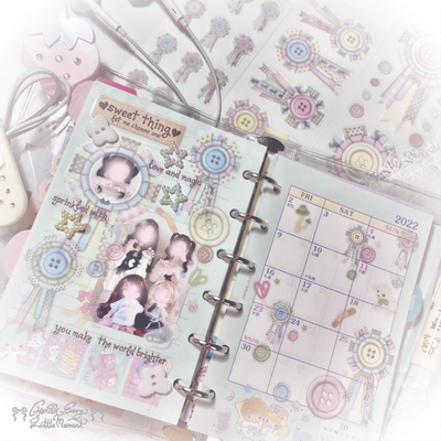 Cherish203 Creamy Candy Rosette Sticker 2 Size