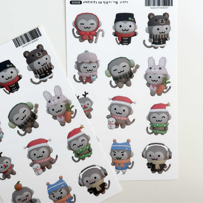 Deco Boko 3D Monkey Winter Sticker
