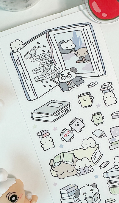 イウンシ本を読むステッカー