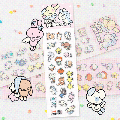 Cake Soft Friends Seal Stickers