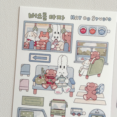 Hey Oo Studio Let's Take the Bus Sticker