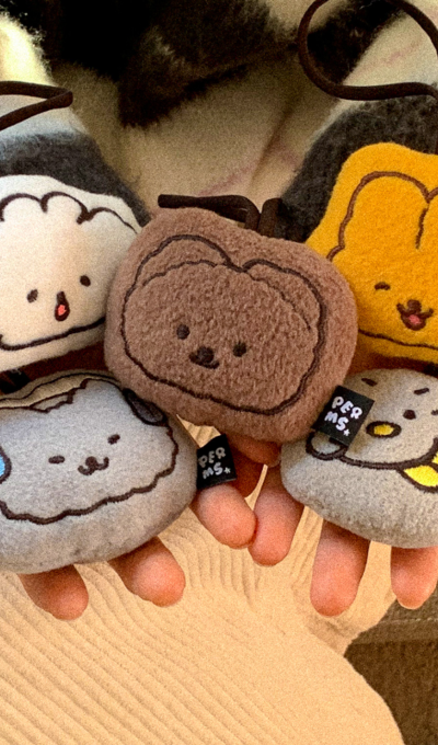 プームズ刺繍フェイスぬいぐるみキーリング 5type