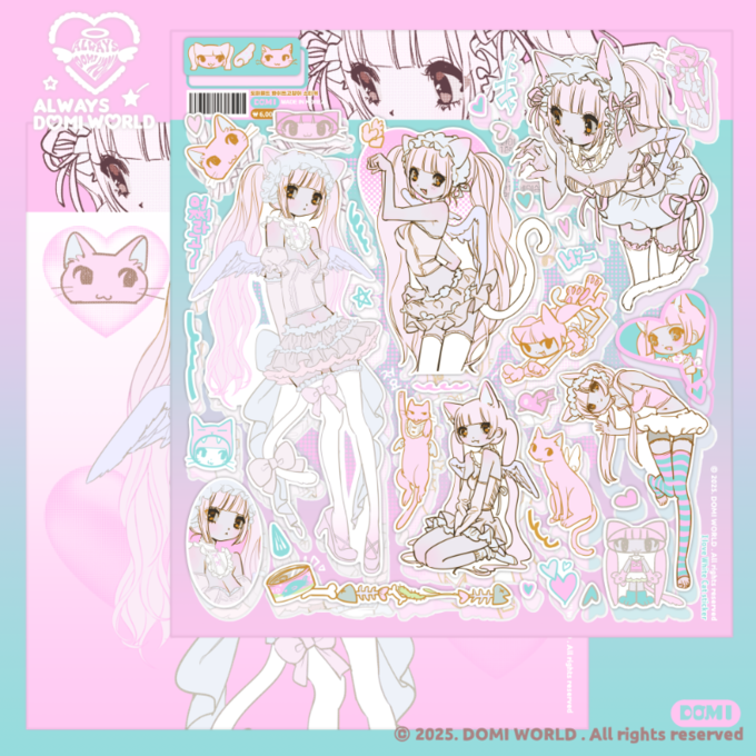 Domi World White Cat Sticker