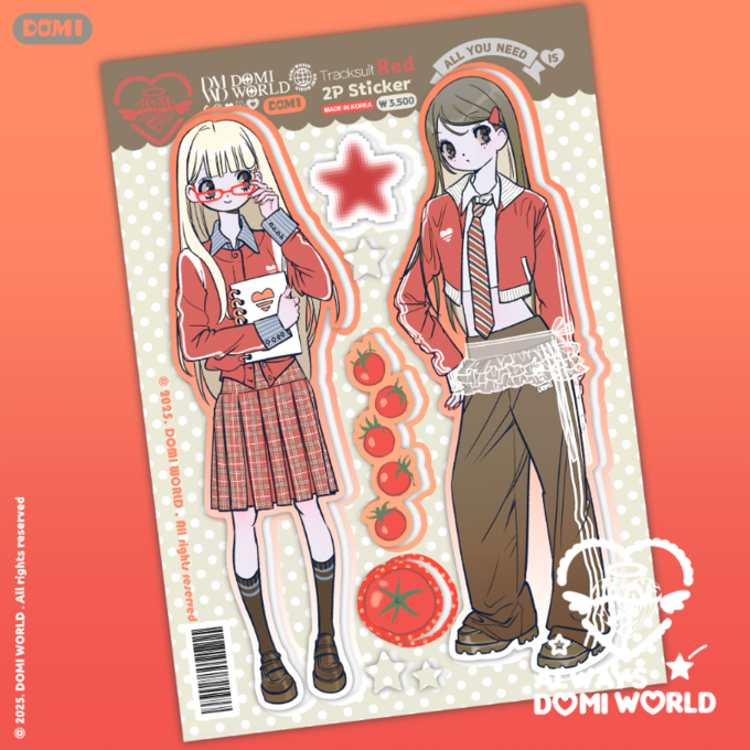 Domi World Tracksuit Red Sticker