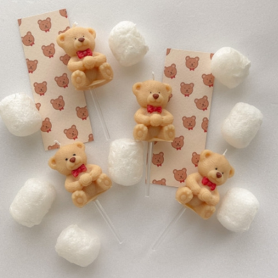 DongDong Candle Ribbon Teddy Bear Cake Candle