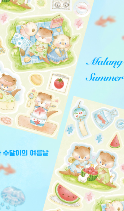 Malang Store Sea Otter and River Otter Summer Day Sticker 2 Types