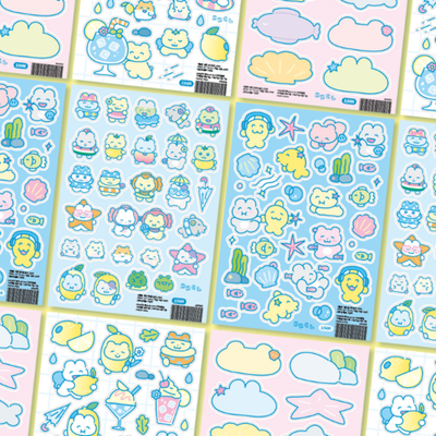 Hihi Club Lemon Sea Series Seal Sticker 4 Type