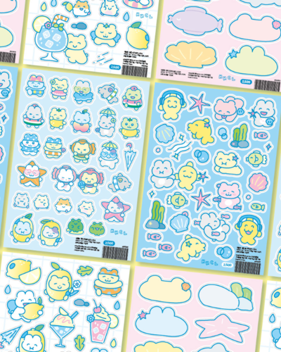 Hihi Club Lemon Sea Series Seal Sticker 4 Type