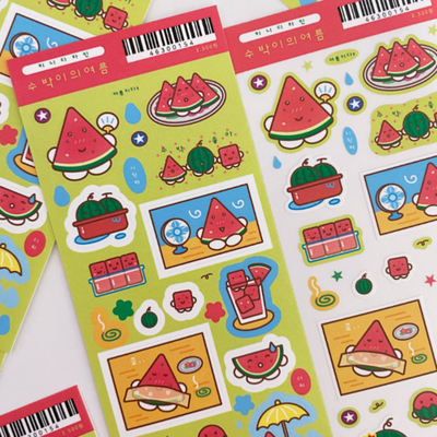 Kkini Design Watermelon Character Summer Sticker