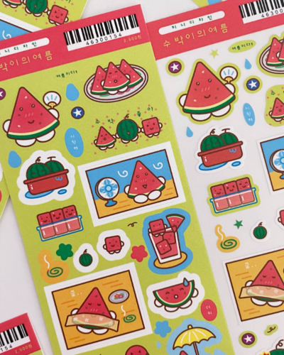 Kkini Design Watermelon Character Summer Sticker