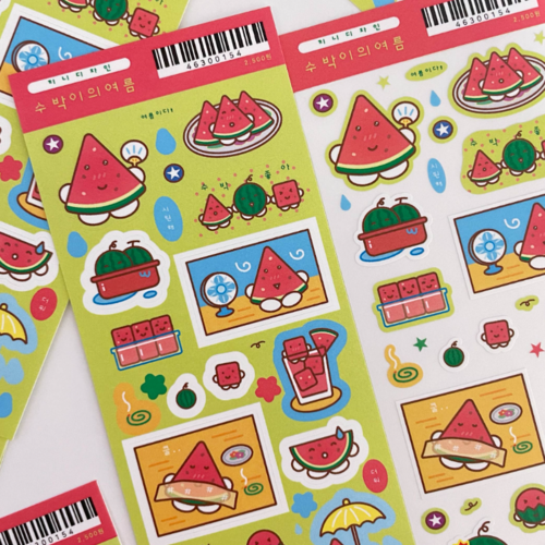 Kkini Design Watermelon Character Summer Sticker