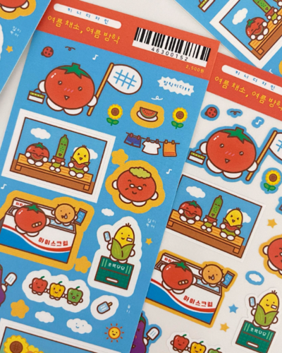 Kkinee Design Summer Vegetables Summer Vacation Sticker