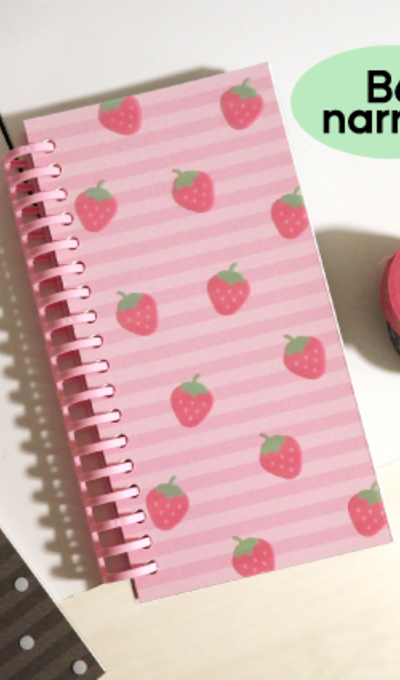 A Piece of Things B6 Narrow Scrap Journal ver.2 - Strawberry Pattern