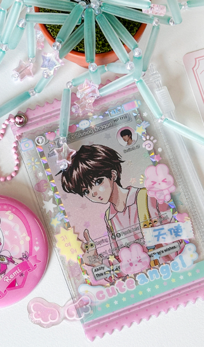 Ppompom Studio Pin Button Photocard Pouch Cute Angel Pink