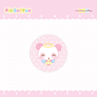 Creamy Milky Pink Panda Pin Button