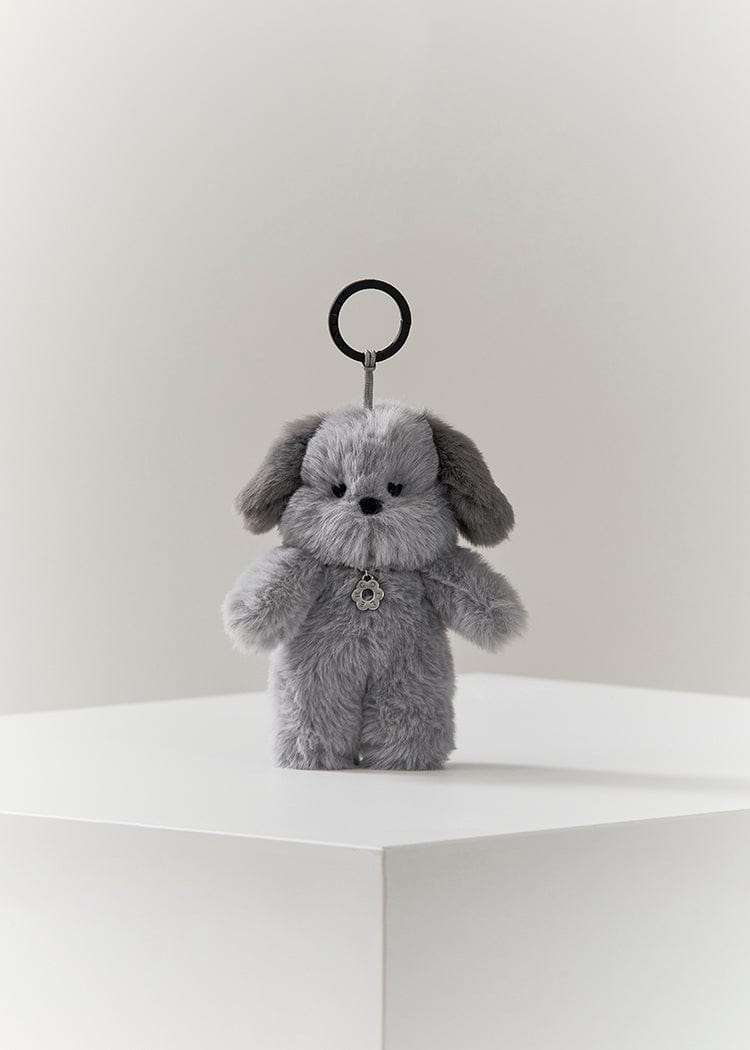 Colé Furry Puppy Plush Keyring Gray