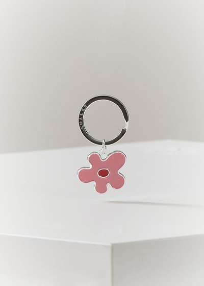 Collet Metal Melting Flower Keyring Pink