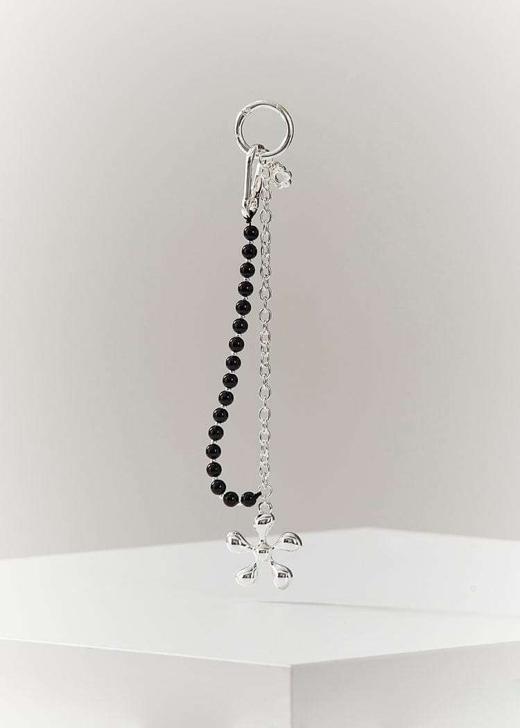 Colle Metal Long Beads Keyring Black