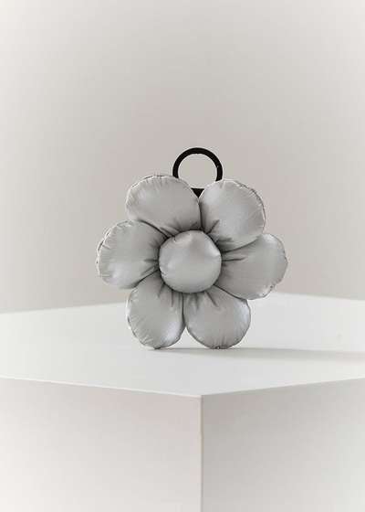 Colle Big Flower Padded Keyring Silver