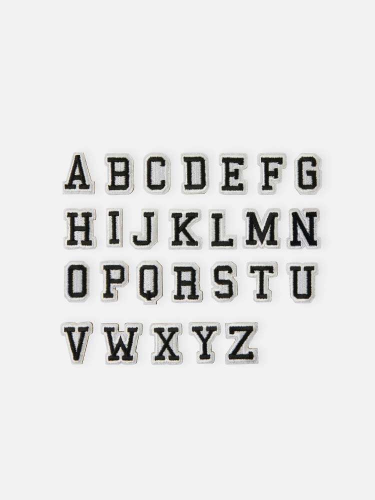 Collé Alphabet Woven Badge Sticker Black (Option: A~Z)