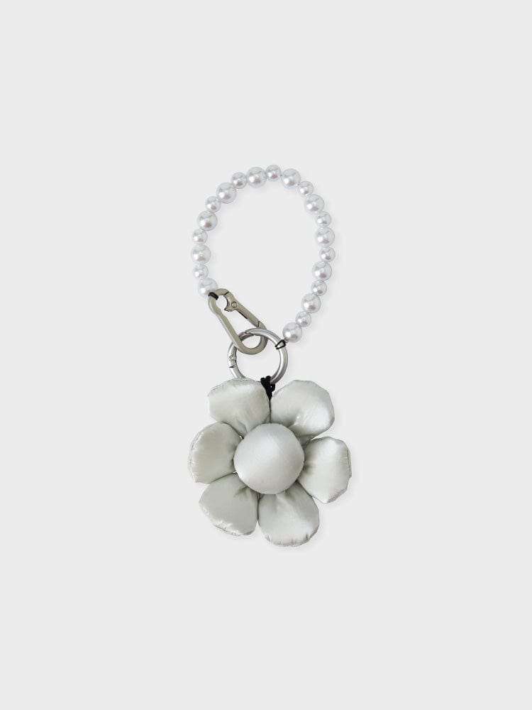 Colle Flower Padding Keyring Pearl Gray