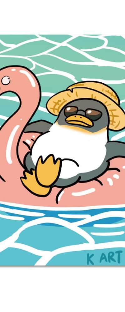 [K ART LABEL] K0132 休暇ペンギン