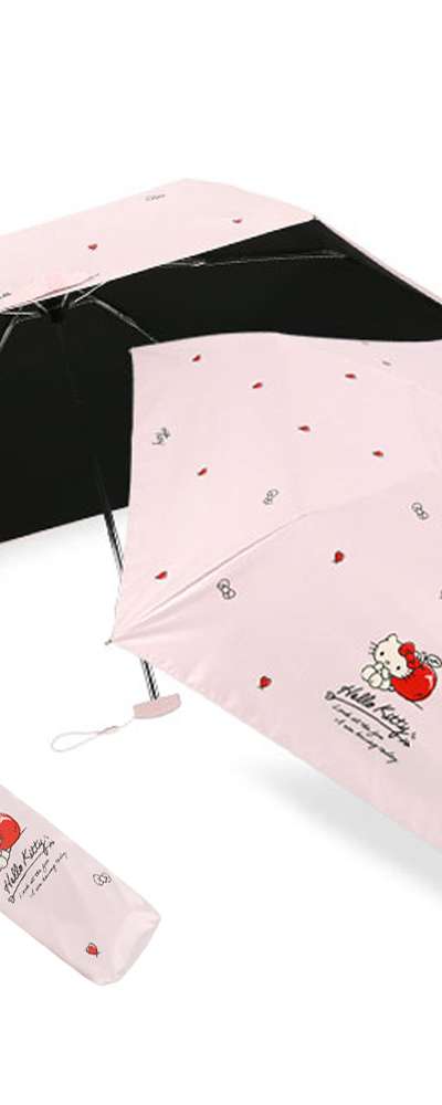 Hello Kitty Character Apple Heart Blackout Coating 53cm Slim 3-Fold Umbrella (Pink) 263924