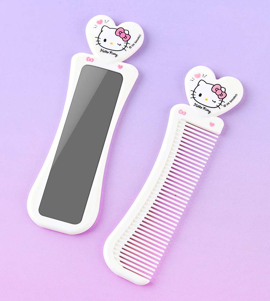 Hello Kitty White Character Heart Comb and Mirror Set 100978