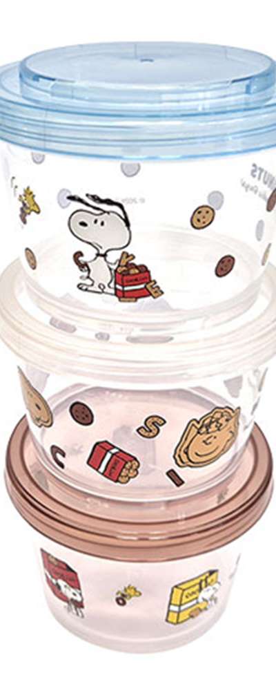 Snoopy Character Cookie Joint-Type Storage Container 3-Piece Set (Japan) 738661